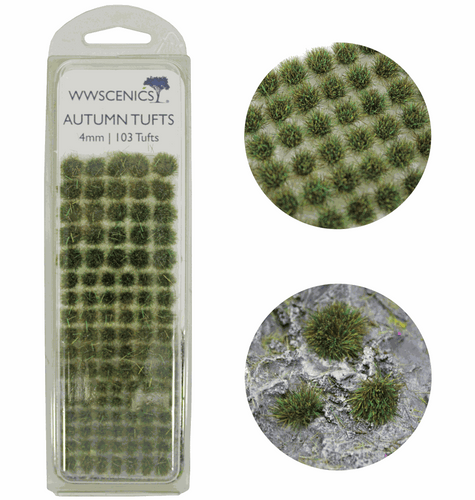 WWScenics 4mm Autumn Tufts self-adhesive static grass tufts for model scenery and dioramas