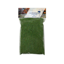 Load image into Gallery viewer, WWScenics 2mm Summer Static Grass 100g pack with vibrant green fibers for detailed wargaming terrain, dioramas, and model railways.
