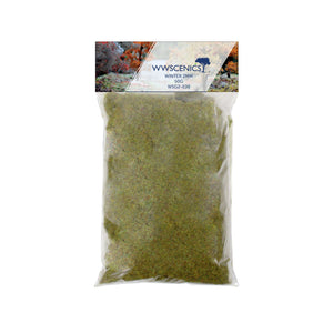 WWScenics 2mm Winter Static Grass in 100g pack for realistic winter terrain basing with soft green and straw hues for wargaming, dioramas, and model railways