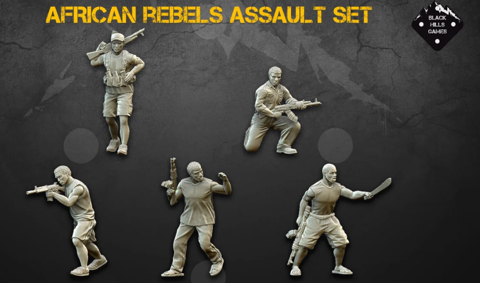 28mm Modern African Rebels Assault Set