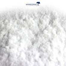 Load image into Gallery viewer, WWScenics 0.5 mm snow static grass for ultra-fine frosted ground cover in miniature winter dioramas and model railways.
